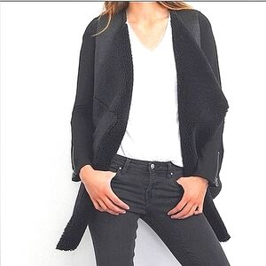 VELVET by Graham&Spencer Faux fur lined  faux suede outer draped jacket. Size S